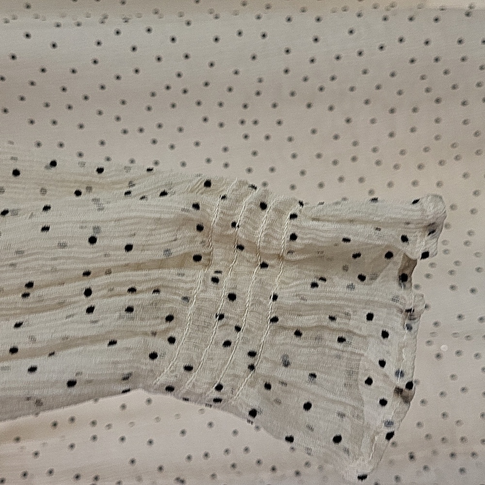 Sundance ‘Gentle Days’ 100% Silk Chiffon Ivory and Black Polka Dot Blouse. XL - Picture 6 of 11